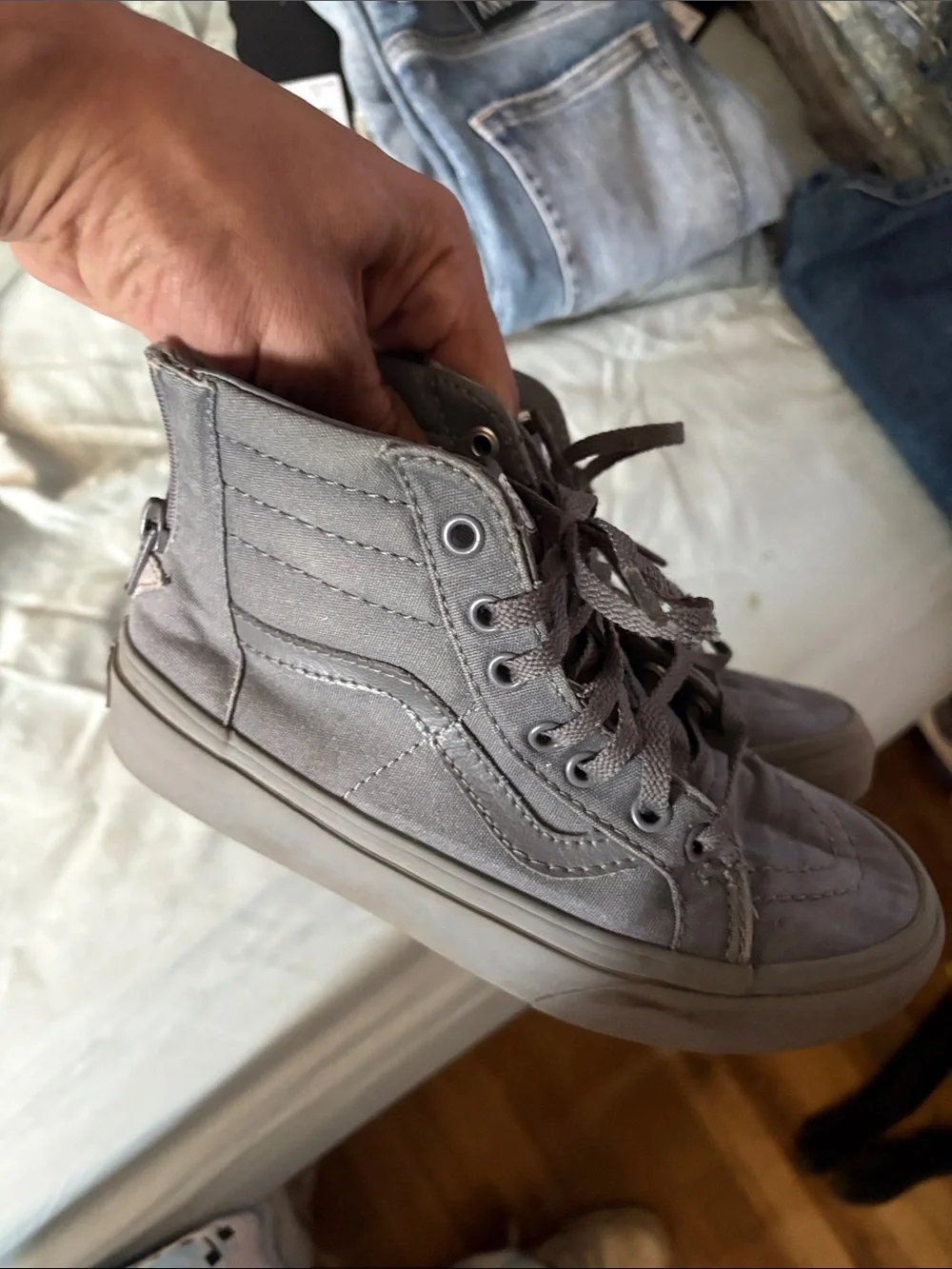 Vans High-Top Canvas Sneakers in Gray